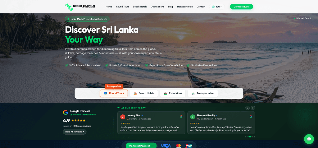 Gecko Travels Lanka Complete Digital Experience